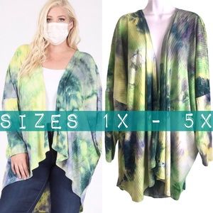 SALE Boutique NWT Green Tie Dye Kimono Cardigan